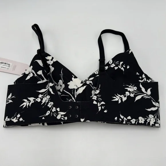 NWT Ambrielle Priya Floral V-Neck Lounge Bra – Black, Size S - Picture 6 of 10